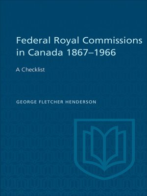 cover image of Federal Royal Commissions in Canada 1867-1966